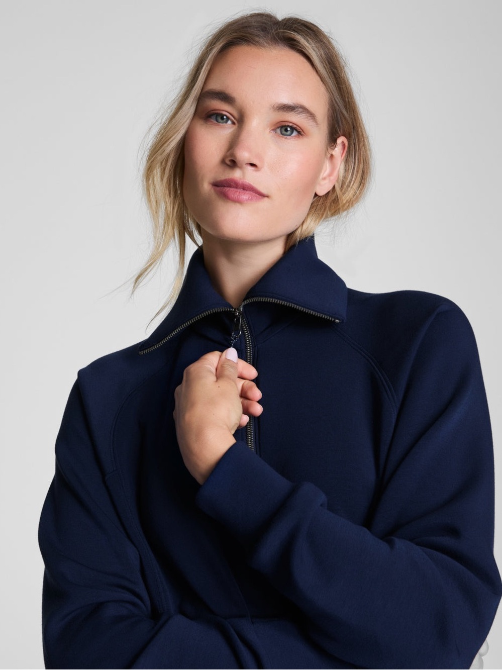 SPANX Navy Zip-Front Pullover AirEssentials®
Half Zip size Small